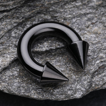 Detail View 1 of Colorline PVD Basic Spike Top Horseshoe Circular Barbell-Black